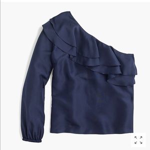 NWT JCrew TALL One Shoulder Silk Shantung Top - 2T